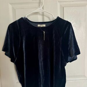 Madewell Women’s Navy Butterfly Velvet Top Size XS